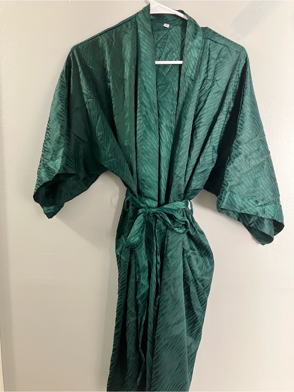 Amazon Women's Satin Kimono Robe in Deep Green